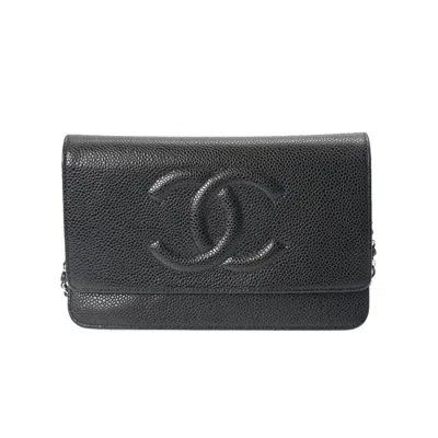 Pre-owned Chanel Wallet On Chain Black Leather Wallet  ()