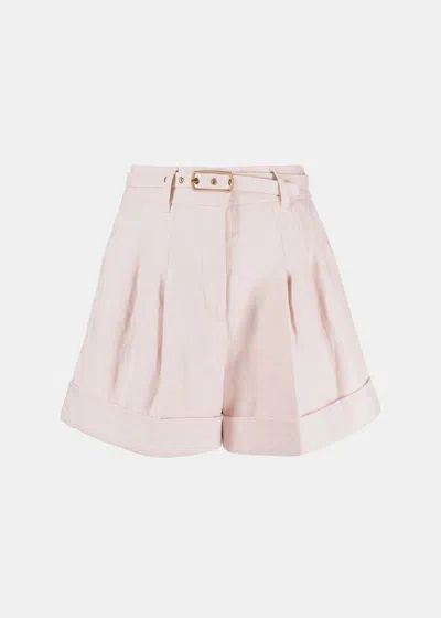 Zimmermann Pink Matchmaker Tuck Front Short In Blush