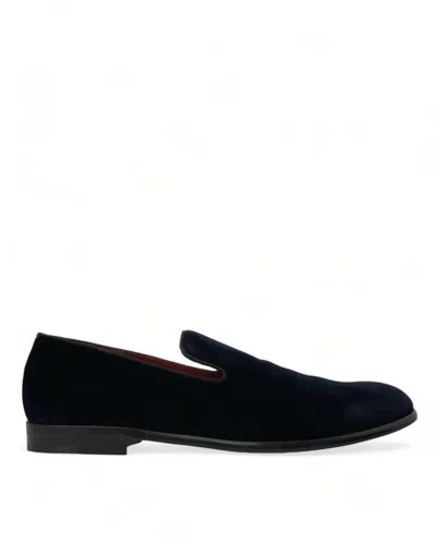 Dolce & Gabbana Black Velvet Loafers Formal Shoes
