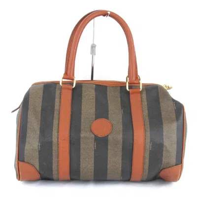 Fendi Pequin Brown Leather Travel Bag ()