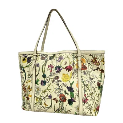 Gucci Floral White Canvas Tote Bag ()