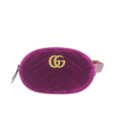 Gucci Gg Marmont Purple Velvet Clutch Bag ()