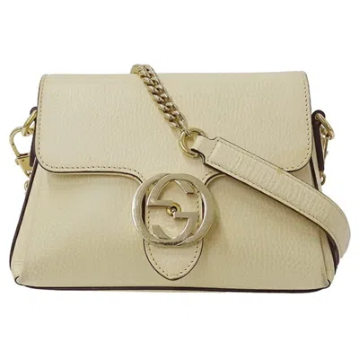 Gucci Interlocking G Beige Leather Shoulder Bag ()