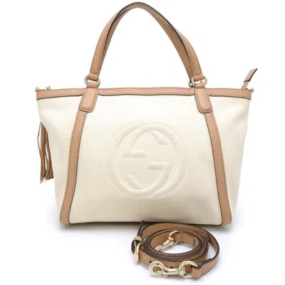 Gucci Soho Beige Canvas Tote Bag () In Brown