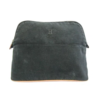 Hermes Hermès Bolide Black Cotton Clutch Bag () In Gray