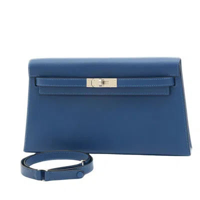 Hermes Hermès Kelly Navy Leather Clutch Bag () In Blue