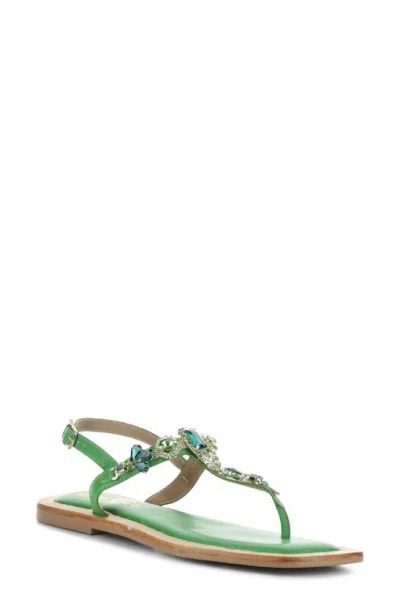 Bos. & Co. Otu Sandal In Green Leather/ Jewels