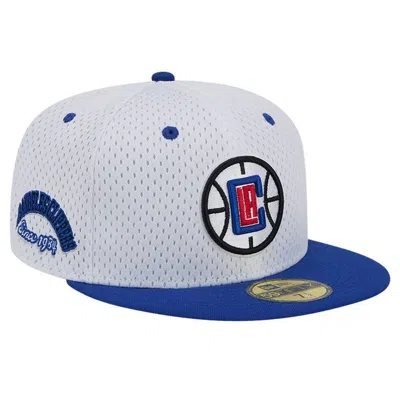 New Era Men's White/royal La Clippers Throwback 2tone 59fifty Fitted Hat In White Roya
