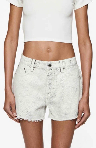 Purple Brand Crackle Texture Denim Cutoff Shorts In White