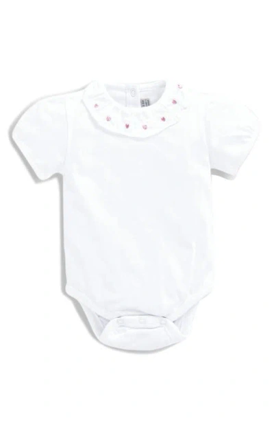 Jojo Maman Bébé Babies' Heart Embroidered Bodysuit In White