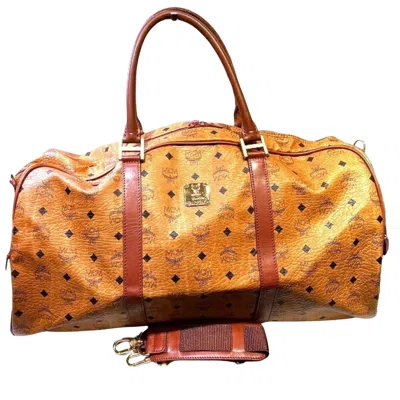Mcm Visetos Camel Leather Travel Bag ()