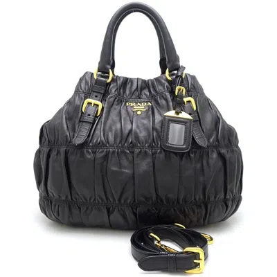 Prada Nappa Gauffré Black Leather Tote Bag ()