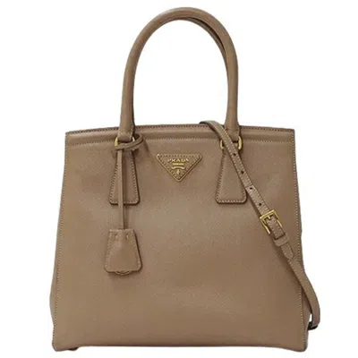 Prada Saffiano Beige Leather Tote Bag ()