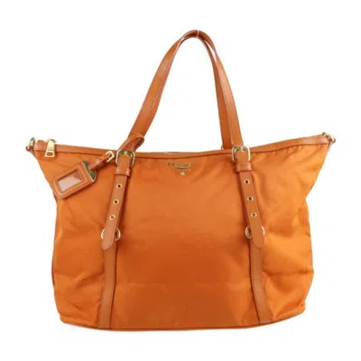 Prada Tessuto Orange Synthetic Tote Bag ()