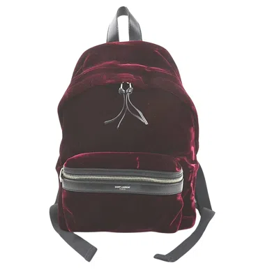 Saint Laurent Burgundy Velvet Backpack Bag ()