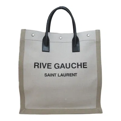 Saint Laurent Rive Gauche Beige Canvas Tote Bag ()
