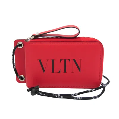 Valentino Garavani Vltn Red Leather Wallet  ()