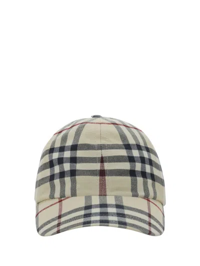 Burberry Check Motif Baseball Cap In Stone