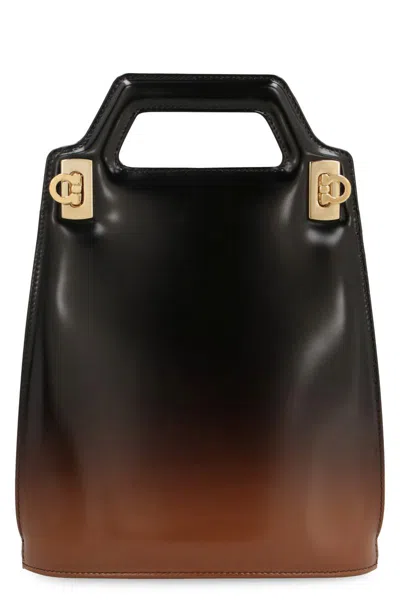 Ferragamo Wanda Bag In Smoked Brushed Leather