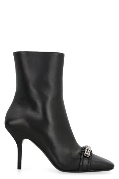 Givenchy G Woven Leather Ankle Boots In Black
