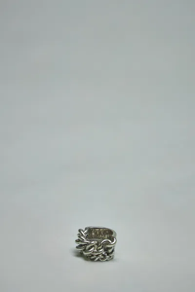 Ann Demeulemeester Ize Double Chains Ring In White