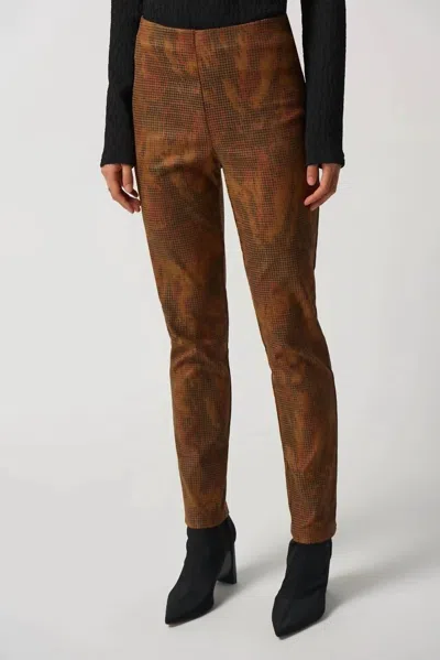 Joseph Ribkoff Slim-fit Houndstooth Pants In Brown/multi