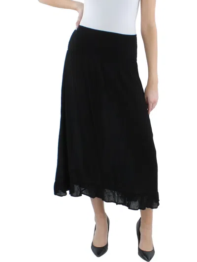 Inc Womens Smocked Ruffle Midi Skirt In Black