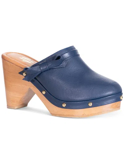 Silvia Cobos Daily Clog Womens Leather Slip On Clogs In Blue