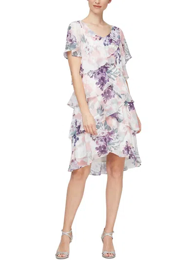 Slny Womens Floral Tiered Shift Dress In White