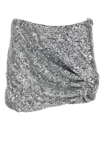 Attico The  Sequin Mini Skirt In Silver