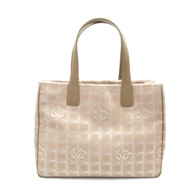 Pre-owned Chanel Travel Line Synthetic Tote Bag () In Beige