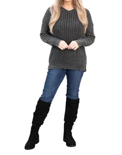 Heyson Hensley Mineral Washed Cable Knit Sweater In Black