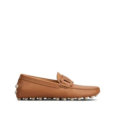 Tod's Classic Leather Loafers With Tassel And Stitched Panels In Brown