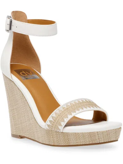 Dolce Vita Harla Womens Faux Leather Platform Wedge Sandals In White