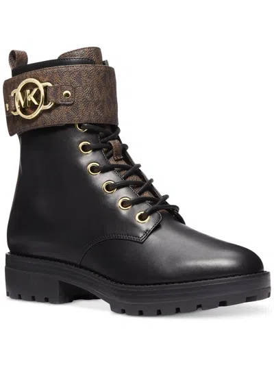 Michael Michael Kors Rory Womens Faux Leather Lace Up Combat & Lace-up Boots In Black