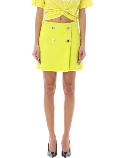 Versace Bouclé Tweed Mini Skirt In Mimosa