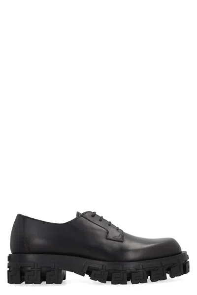 Versace Lace-up Chunky-sole Shoes In Black