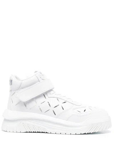 Versace Sneakers In White/palladium