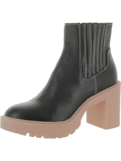 Dolce Vita Womens Leather Wedge Ankle Boots In Black