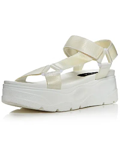 Aqua Sun Womens Open Toe Adjustable Flatform Sandals In White