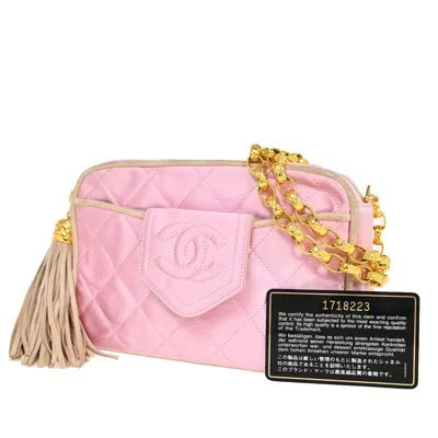 Pre-owned Chanel Camera Synthetic Shoulder Bag () In Pink