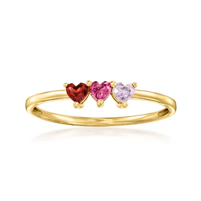 Rs Pure By Ross-simons Multi-gemstone Heart Ring In 14kt Yellow Gold In Purple