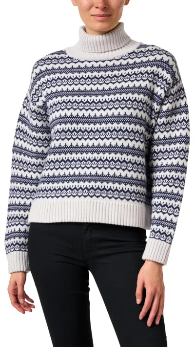 Jumper1234 Striped Fog Turtleneck Sweater In Grey/navy In Multi