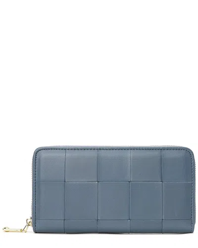 Tiffany & Fred Paris Top-grain Woven Leather Wallet In Blue