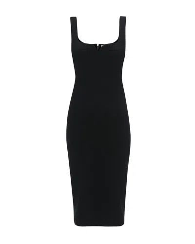 Victoria Beckham Sleeveless Fitted T-shirt Dress Midi Dress In Black