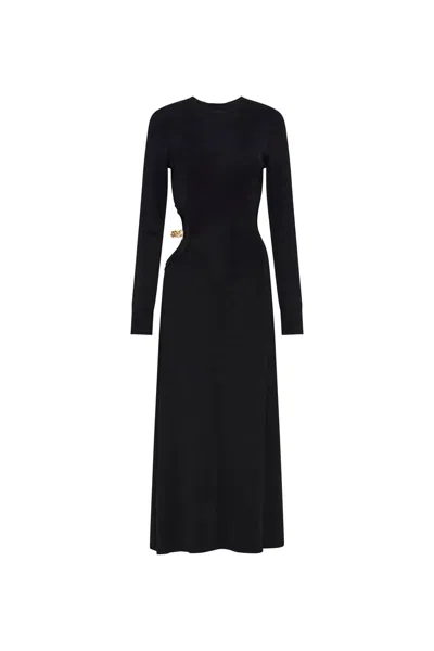 Rebecca Vallance Jayde Cutout Chain-embellished Stretch-knit Midi Dress In Black