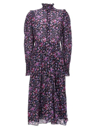 Marant Etoile Floral-print Organic Cotton Dress In Midnight_pink