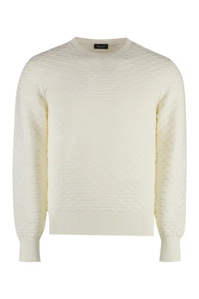 Drumohr Cotton Crew-neck Sweater In White