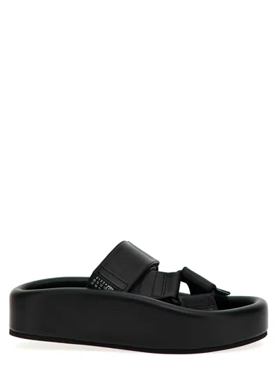 Mm6 Maison Margiela Webbing Leather Sandals In Black