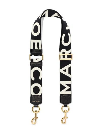 Marc Jacobs The Logo Webbing Strap In 005 Black/white